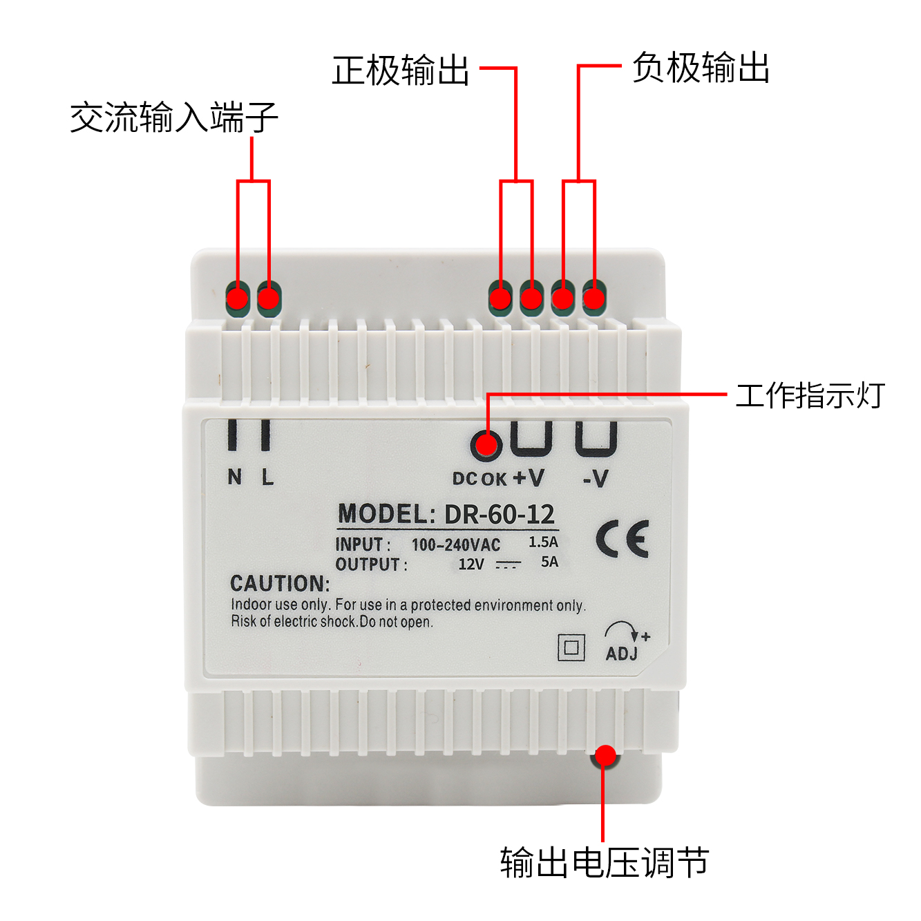 Din Rail DR-60W power supply Plastic appearance - Image 5