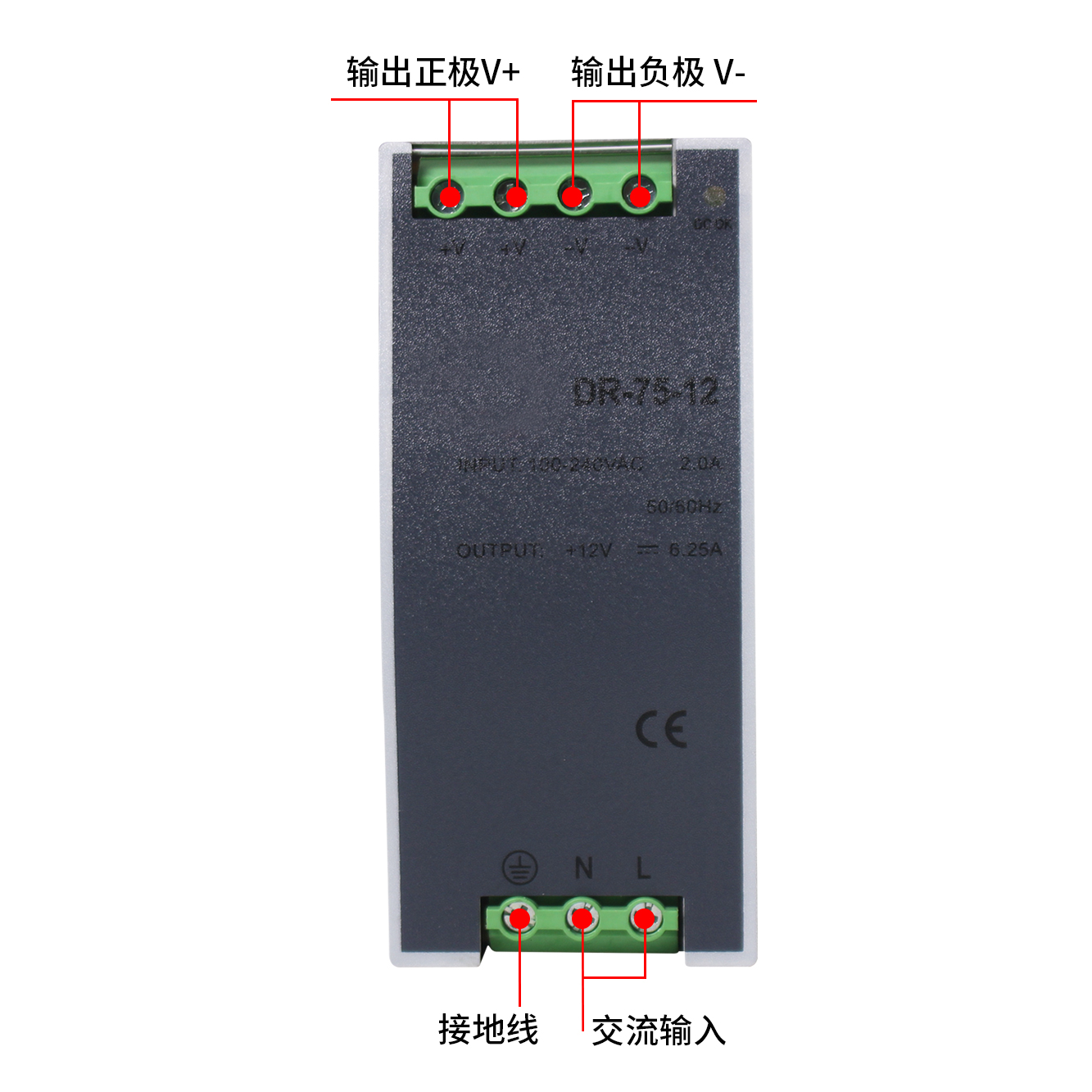 Din Rail DR-75W power supply Plastic appearance - Image 3