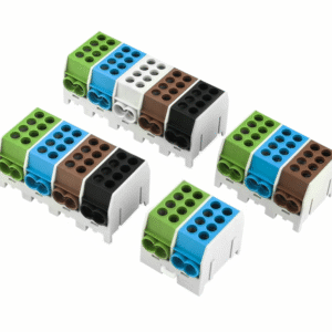 JHT3-25(2P3) Insulated Blue + Green + Brown Housing Power Distribution Connector 400V 100A 2-Pole 3-Piece Brass Split Junction Box