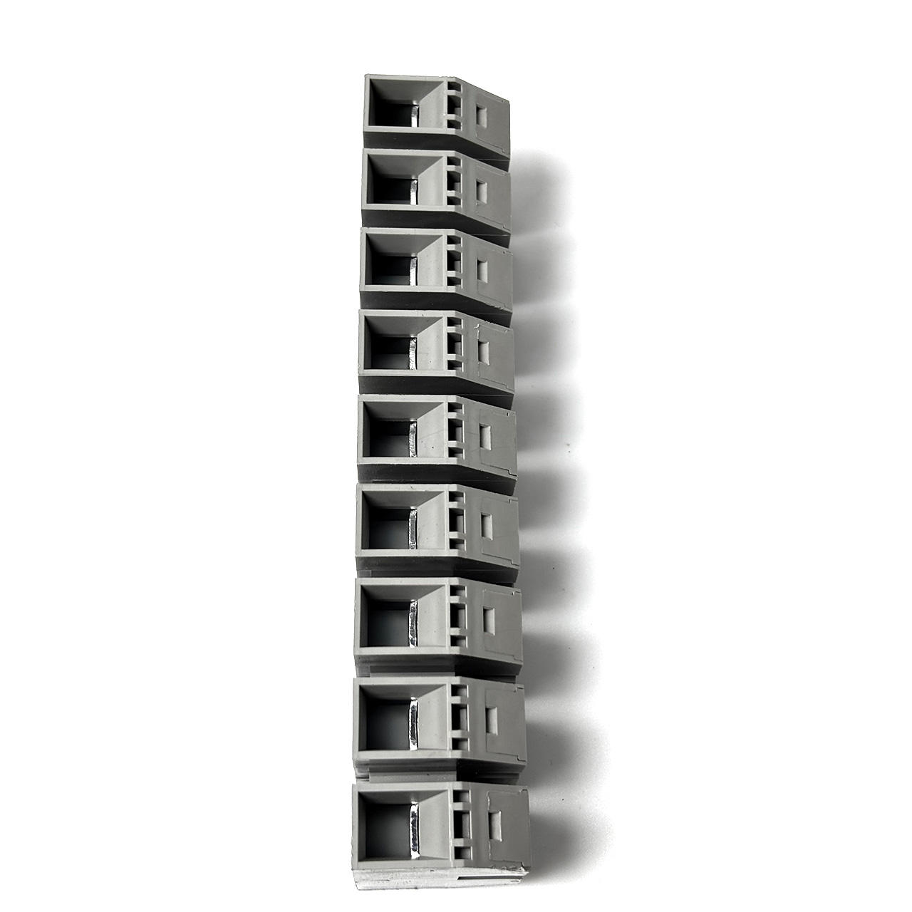16.5 mm DIN-rail terminal block with gray screw connectors and pluggable brass terminal strips - Image 2